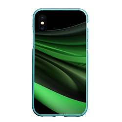 Чехол iPhone XS Max матовый Темная зеленая текстура, цвет: 3D-мятный