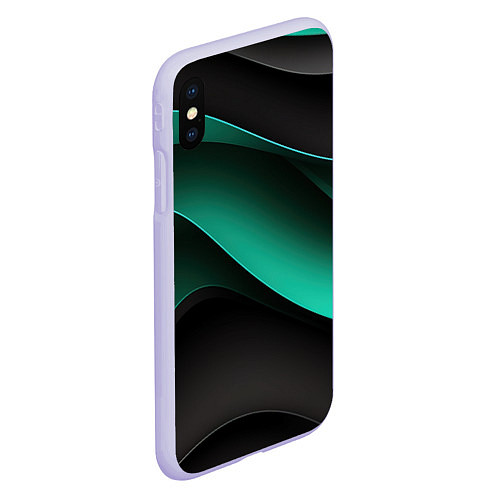 Чехол iPhone XS Max матовый Абстрактная зеленая текстура / 3D-Светло-сиреневый – фото 2