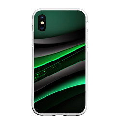 Чехол iPhone XS Max матовый Black green line