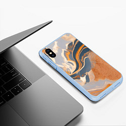 Чехол iPhone XS Max матовый Разноцветная яшма, цвет: 3D-голубой — фото 2