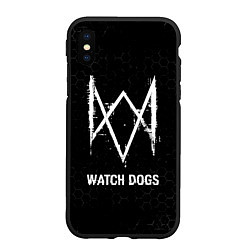 Чехол iPhone XS Max матовый Watch Dogs glitch на темном фоне, цвет: 3D-черный