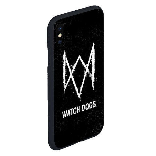 Чехол iPhone XS Max матовый Watch Dogs glitch на темном фоне / 3D-Черный – фото 2