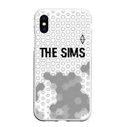 Чехол iPhone XS Max матовый The Sims glitch на светлом фоне: символ сверху, цвет: 3D-белый