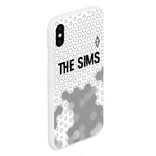 Чехол iPhone XS Max матовый The Sims glitch на светлом фоне: символ сверху / 3D-Белый – фото 2