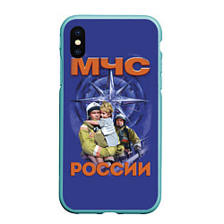 Чехол iPhone XS Max матовый МЧС России - спасатели, цвет: 3D-мятный