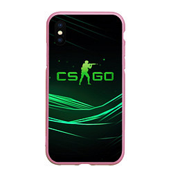 Чехол iPhone XS Max матовый CS GO green logo, цвет: 3D-розовый