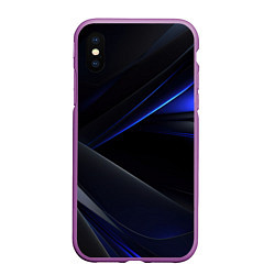 Чехол iPhone XS Max матовый Black blue background, цвет: 3D-фиолетовый