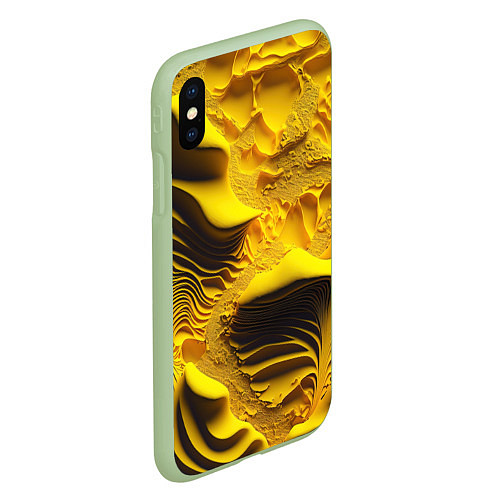 Чехол iPhone XS Max матовый Желтая объемная текстура / 3D-Салатовый – фото 2