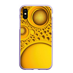 Чехол iPhone XS Max матовый Желтая объемная текстура, цвет: 3D-светло-сиреневый