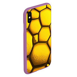 Чехол iPhone XS Max матовый Желтые объемные плиты, цвет: 3D-фиолетовый — фото 2