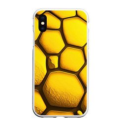 Чехол iPhone XS Max матовый Желтые объемные плиты
