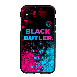 Чехол iPhone XS Max матовый Black Butler - neon gradient: символ сверху, цвет: 3D-черный