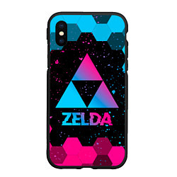 Чехол iPhone XS Max матовый Zelda - neon gradient, цвет: 3D-черный