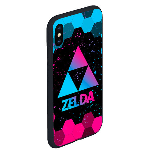 Чехол iPhone XS Max матовый Zelda - neon gradient / 3D-Черный – фото 2