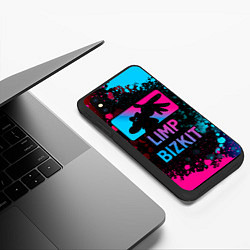Чехол iPhone XS Max матовый Limp Bizkit - neon gradient, цвет: 3D-черный — фото 2