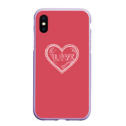 Чехол iPhone XS Max матовый Сердечко LOVE, цвет: 3D-светло-сиреневый