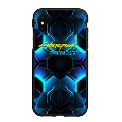 Чехол iPhone XS Max матовый Cyberpunk 2077 neon texture