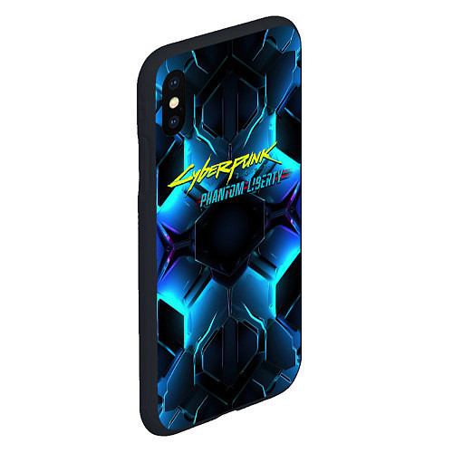 Чехол iPhone XS Max матовый Cyberpunk 2077 neon texture / 3D-Черный – фото 2