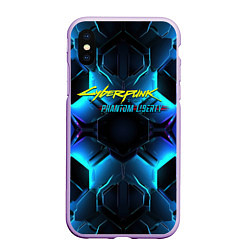 Чехол iPhone XS Max матовый Cyberpunk 2077 neon texture