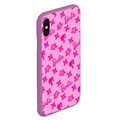 Чехол iPhone XS Max матовый Барби паттерн розовый, цвет: 3D-фиолетовый — фото 2