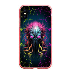 Чехол iPhone XS Max матовый Alien - neon style, цвет: 3D-баблгам