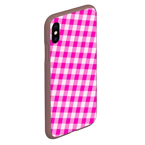 Чехол iPhone XS Max матовый Розовая клетка Барби / 3D-Коричневый – фото 2
