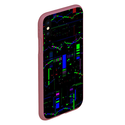 Чехол iPhone XS Max матовый Глитч помехи / 3D-Малиновый – фото 2