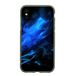 Чехол iPhone XS Max матовый Blue black background, цвет: 3D-темно-зеленый