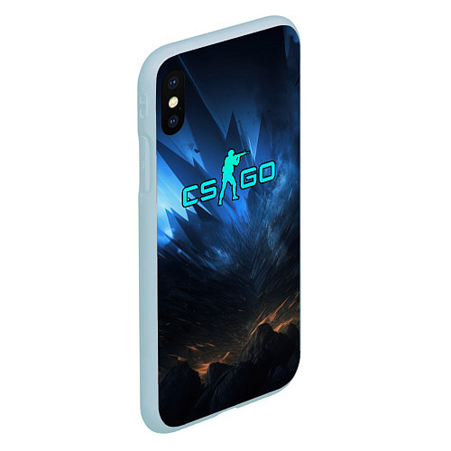 Чехол iPhone XS Max матовый CSGO blue logo / 3D-Голубой – фото 2