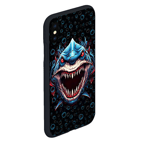 Чехол iPhone XS Max матовый Evil shark / 3D-Черный – фото 2