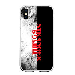 Чехол iPhone XS Max матовый Stranger things BW, цвет: 3D-белый