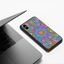 Чехол iPhone XS Max матовый Абстрактный психоделический рисунок, цвет: 3D-черный — фото 2