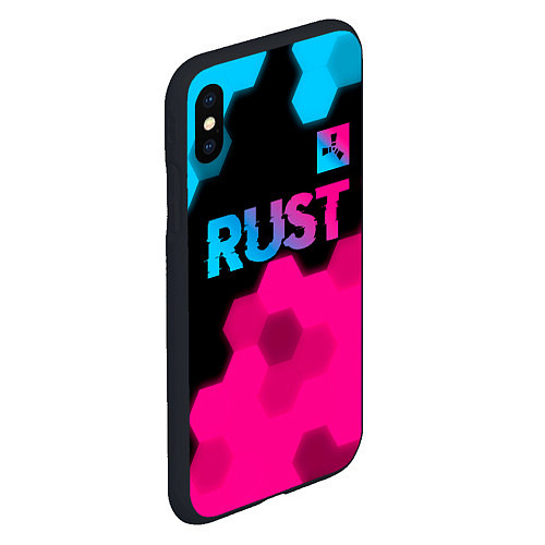 Чехол iPhone XS Max матовый Rust - neon gradient: символ сверху / 3D-Черный – фото 2