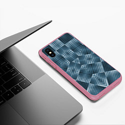 Чехол iPhone XS Max матовый Геометрические фигуры в темных цветах, цвет: 3D-малиновый — фото 2