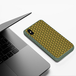 Чехол iPhone XS Max матовый Цветок Жизни - Золото, цвет: 3D-темно-зеленый — фото 2