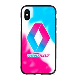 Чехол iPhone XS Max матовый Renault neon gradient style, цвет: 3D-черный