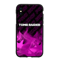 Чехол iPhone XS Max матовый Tomb Raider pro gaming: символ сверху, цвет: 3D-черный
