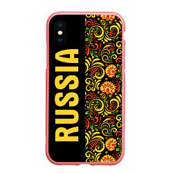 Чехол iPhone XS Max матовый Russia хохлома, цвет: 3D-баблгам