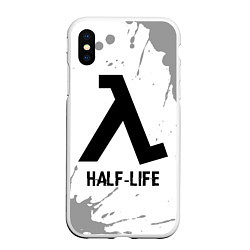 Чехол iPhone XS Max матовый Half-Life glitch на светлом фоне, цвет: 3D-белый