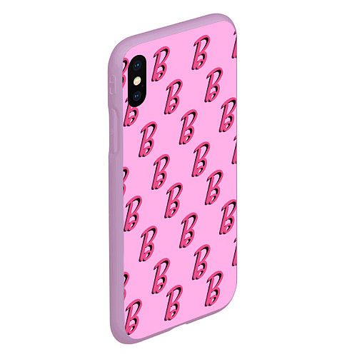 Чехол iPhone XS Max матовый B is for Barbie / 3D-Сиреневый – фото 2