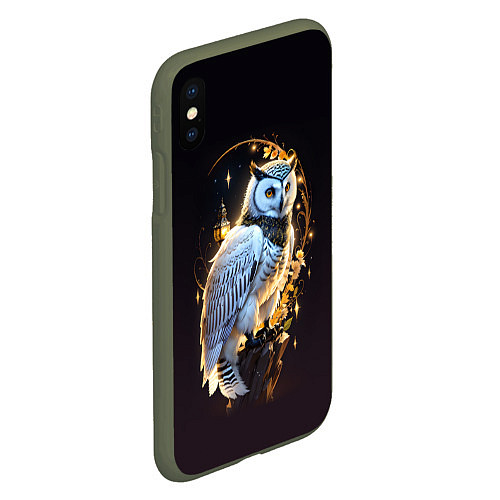 Чехол iPhone XS Max матовый Снежная сова / 3D-Темно-зеленый – фото 2