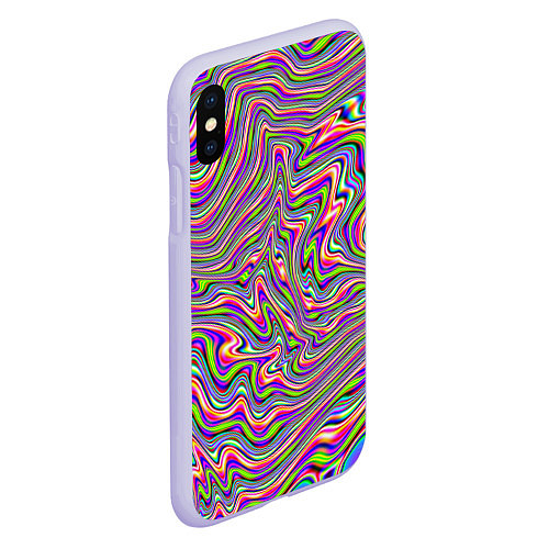 Чехол iPhone XS Max матовый В полоску триппи / 3D-Светло-сиреневый – фото 2