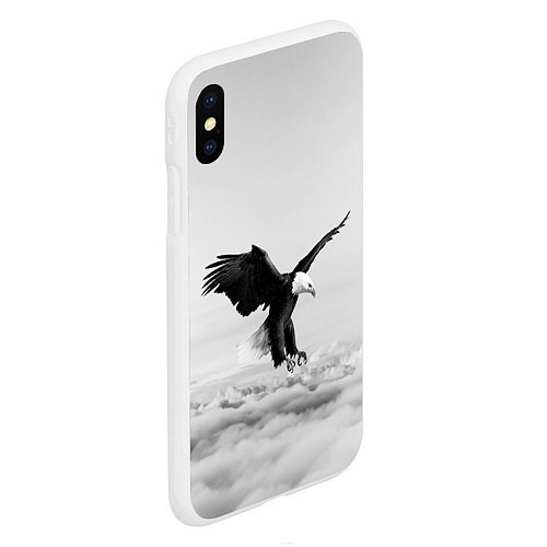 Чехол iPhone XS Max матовый Орёл в облаках черно-белый / 3D-Белый – фото 2