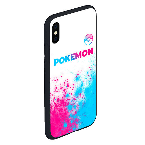 Чехол iPhone XS Max матовый Pokemon neon gradient style: символ сверху / 3D-Черный – фото 2