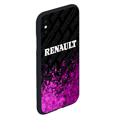 Чехол iPhone XS Max матовый Renault pro racing: символ сверху / 3D-Черный – фото 2