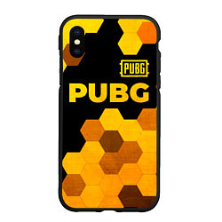 Чехол iPhone XS Max матовый PUBG - gold gradient: символ сверху, цвет: 3D-черный