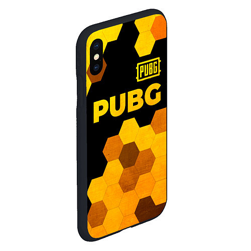 Чехол iPhone XS Max матовый PUBG - gold gradient: символ сверху / 3D-Черный – фото 2