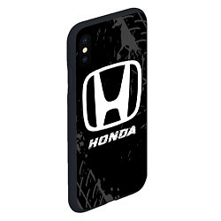 Чехол iPhone XS Max матовый Honda speed на темном фоне со следами шин, цвет: 3D-черный — фото 2