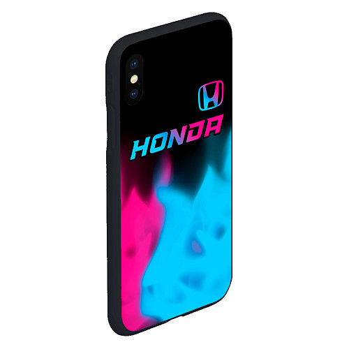 Чехол iPhone XS Max матовый Honda - neon gradient: символ сверху / 3D-Черный – фото 2