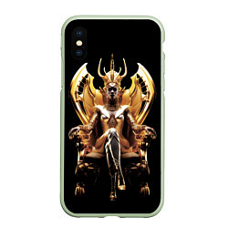 Чехол iPhone XS Max матовый Египтянка на золотом троне, цвет: 3D-салатовый